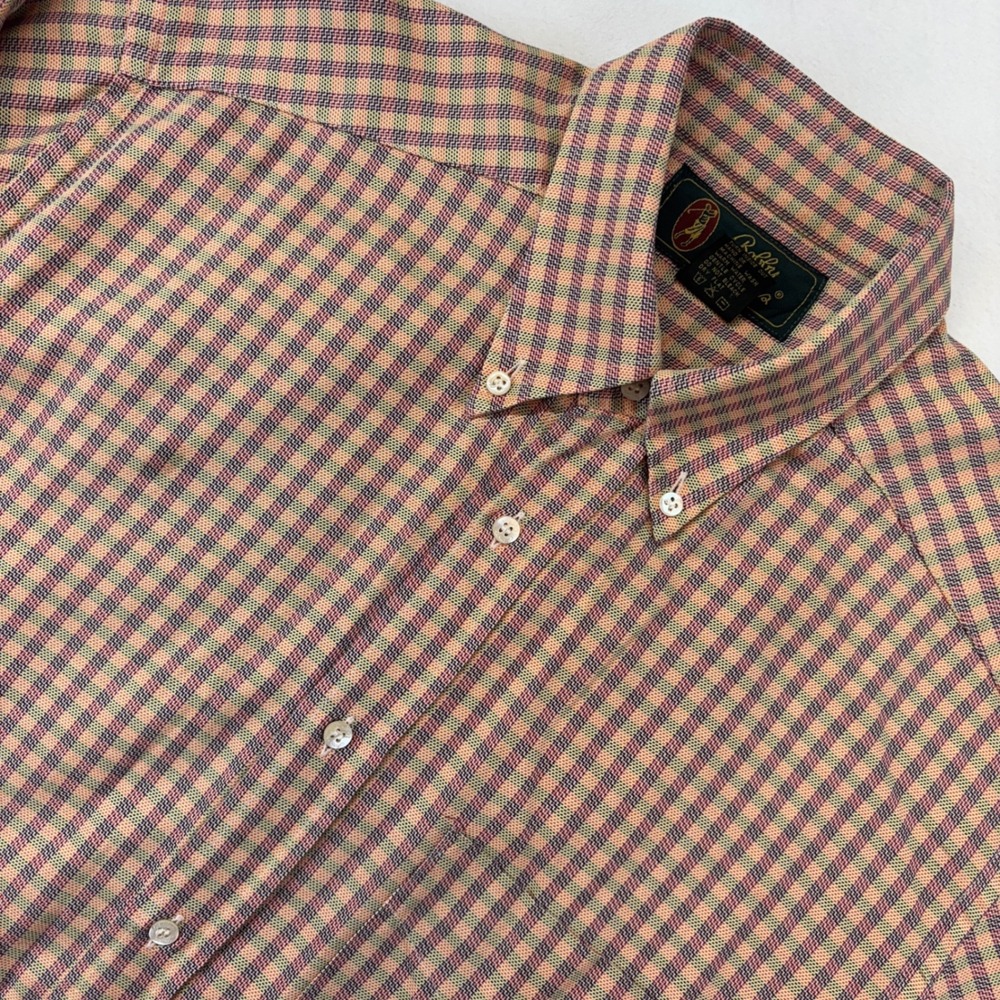 Bobby Jones Mens Gingham Button Down Shirt Cotton Made in Italy Size Medium